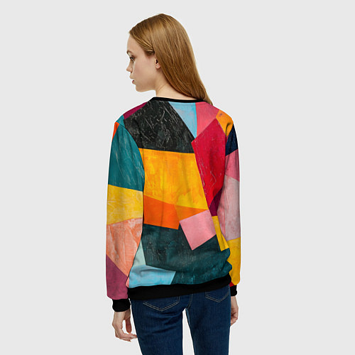 Женский свитшот Геометрия мозайка / 3D-Черный – фото 4