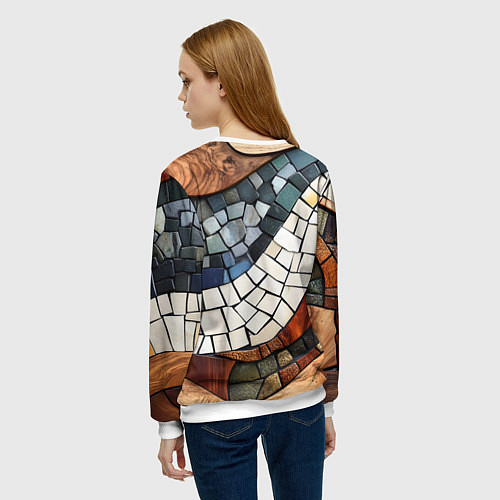 Женский свитшот Плиточная мозайка / 3D-Белый – фото 4