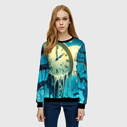 Свитшот женский Часы в сказочном лесу под луной - фантазия, цвет: 3D-черный — фото 2