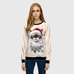 Свитшот женский Угрюмый кот, цвет: 3D-черный — фото 2
