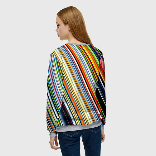 Женский свитшот Разноцветные полосы абстракция / 3D-Меланж – фото 4