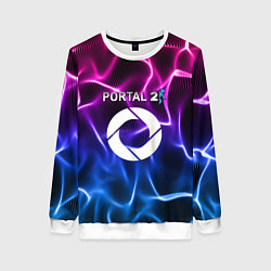 Свитшот женский Portal неоновые волны, цвет: 3D-белый