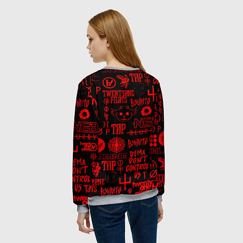 Женский свитшот Twenty one pilots pattern rock steel / 3D-Меланж – фото 4