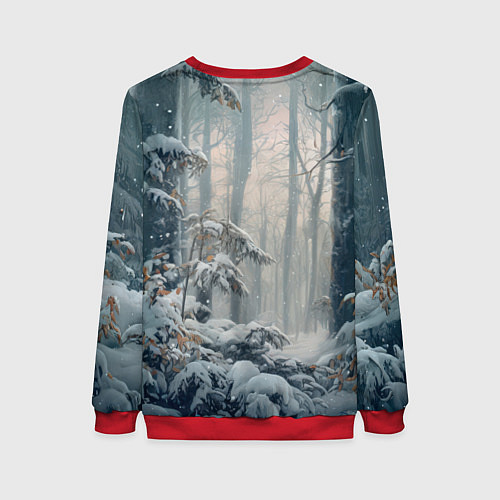 Женский свитшот Белый лис с рыжими пятнами / 3D-Красный – фото 2