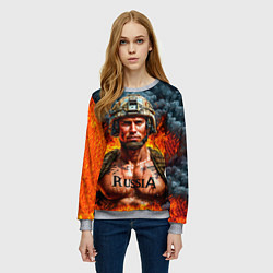 Свитшот женский Воин России, цвет: 3D-меланж — фото 2