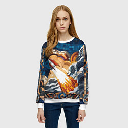 Свитшот женский Мозаика ракета, цвет: 3D-белый — фото 2