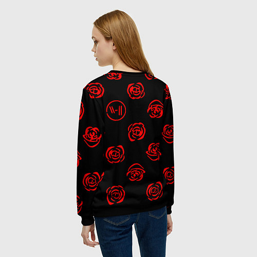 Женский свитшот Twenty one pilots rose pattern / 3D-Черный – фото 4