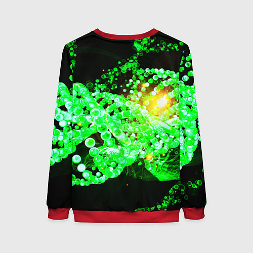 Женский свитшот Абстракция зеленые нейроны / 3D-Красный – фото 2