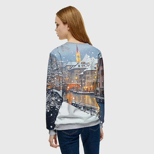 Женский свитшот Заснеженный Санкт-Петербург пейзаж / 3D-Меланж – фото 4