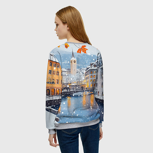 Женский свитшот Предновогодний Санкт-Петербург / 3D-Меланж – фото 4
