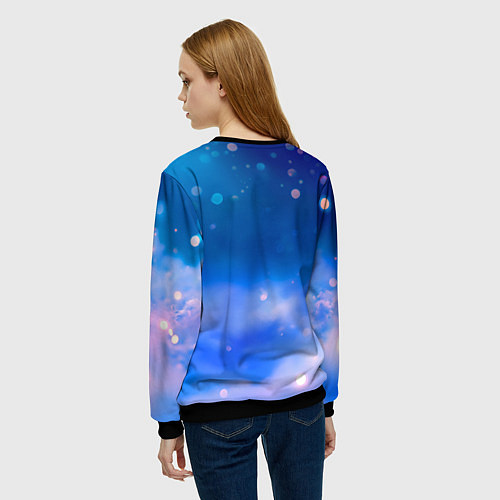 Женский свитшот Новогодняя змейка с подарком / 3D-Черный – фото 4