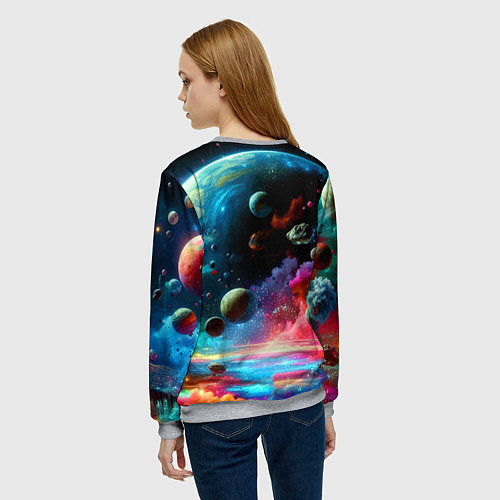 Женский свитшот Тоторо в открытом космосе - нейроарт / 3D-Меланж – фото 4