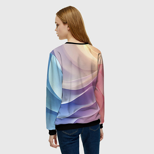 Женский свитшот Текстура с градиентом волны / 3D-Черный – фото 4
