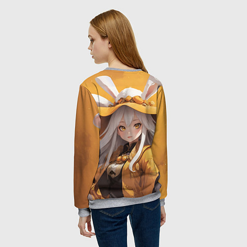 Женский свитшот Аниме на желтом фоне / 3D-Меланж – фото 4