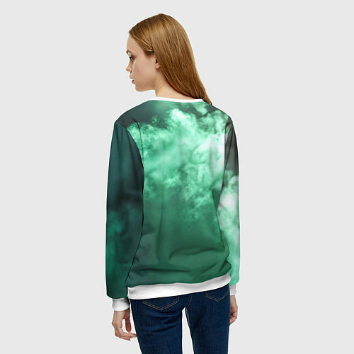 Женский свитшот Stalker 2 череп с зелеными глазами / 3D-Белый – фото 4