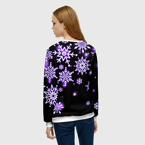 Женский свитшот Снежинки в неоне / 3D-Белый – фото 4