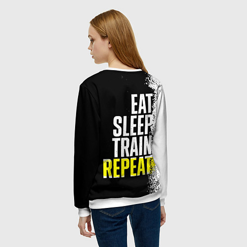 Женский свитшот Eat sleep train repeat / 3D-Белый – фото 4