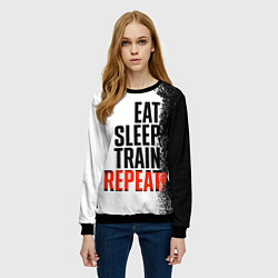 Свитшот женский Eat sleep train repeat, цвет: 3D-черный — фото 2