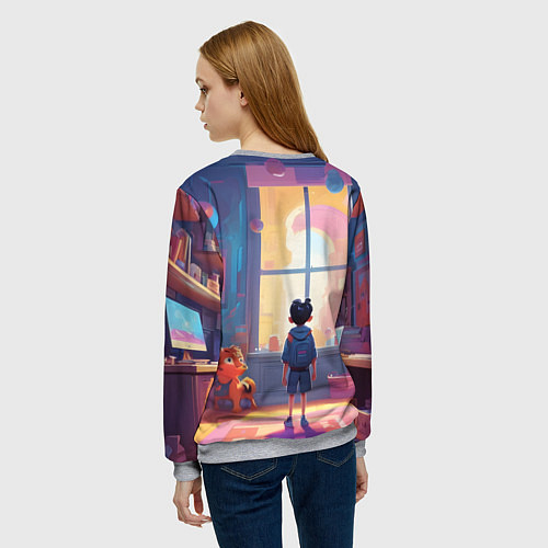 Женский свитшот Детство приключения / 3D-Меланж – фото 4
