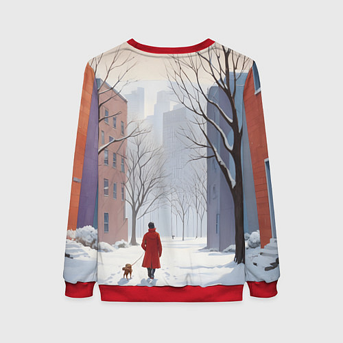 Женский свитшот Прогулка зима / 3D-Красный – фото 2