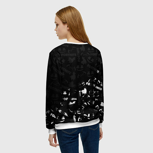 Женский свитшот Fortnite pattern black / 3D-Белый – фото 4