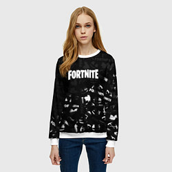 Свитшот женский Fortnite pattern black, цвет: 3D-белый — фото 2