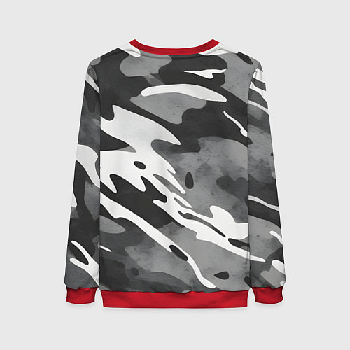 Женский свитшот Черно белый камуфляж / 3D-Красный – фото 2