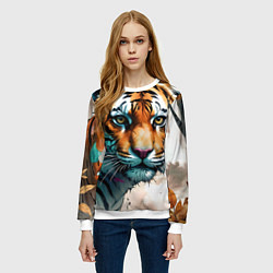 Свитшот женский Серьезный тигр, цвет: 3D-белый — фото 2