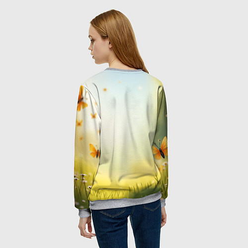 Женский свитшот Козлёнок на лугу / 3D-Меланж – фото 4