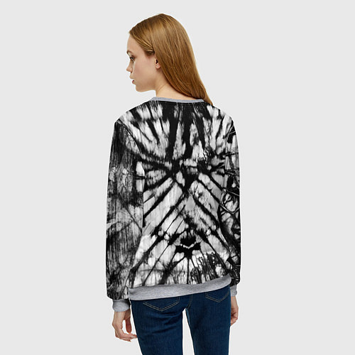 Женский свитшот Абстрактное сердце - черно-белый тай-дай / 3D-Меланж – фото 4