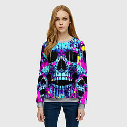 Свитшот женский Cool skull sketch - blots, цвет: 3D-меланж — фото 2