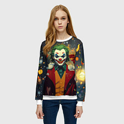 Свитшот женский Джокер с шампанским - новый год, цвет: 3D-белый — фото 2