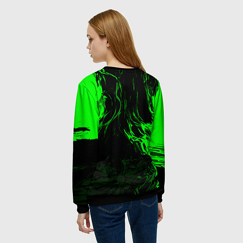 Женский свитшот Зелёная энергия на чёрном фоне / 3D-Черный – фото 4