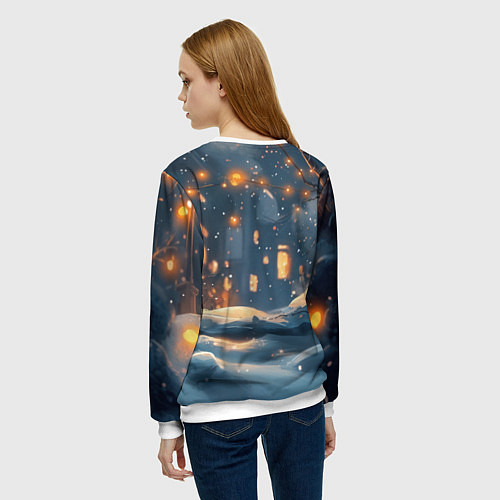 Женский свитшот Маленький человек-паук держит елку / 3D-Белый – фото 4