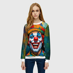 Свитшот женский Нейросеть - безумный клоун, цвет: 3D-белый — фото 2