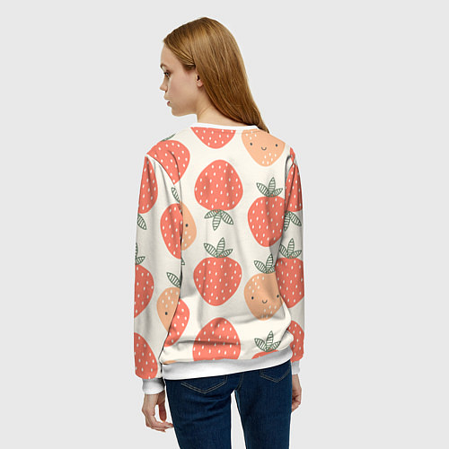 Женский свитшот Клубничный узор / 3D-Белый – фото 4