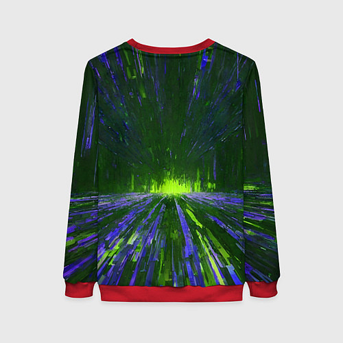 Женский свитшот Абстрактный путь в зелёный портал / 3D-Красный – фото 2