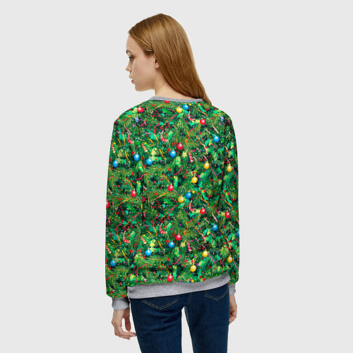 Женский свитшот Разноцветные шары на ёлке / 3D-Меланж – фото 4