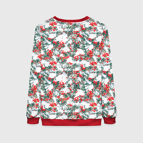 Женский свитшот Ветки рябины в снегу / 3D-Красный – фото 2