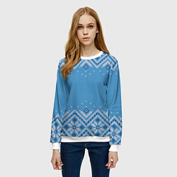 Свитшот женский Вязаный скандинавский орнамент, цвет: 3D-белый — фото 2
