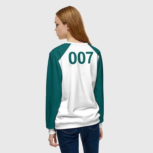 Женский свитшот Игра в кальмара 007 / 3D-Белый – фото 4