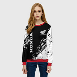 Свитшот женский Honda - следы от шин, цвет: 3D-красный — фото 2