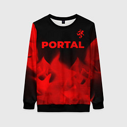 Свитшот женский Portal - red gradient посередине, цвет: 3D-черный
