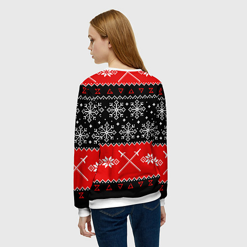 Женский свитшот Ведьмак новогодний ugly свитер / 3D-Белый – фото 4