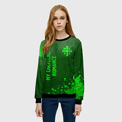 Свитшот женский My Chemical Romance - green gradient вертикально, цвет: 3D-черный — фото 2