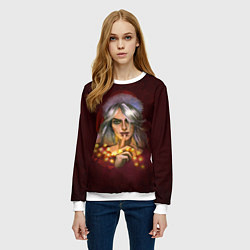 Свитшот женский Цирилла в шапке - The Witcher new year, цвет: 3D-белый — фото 2