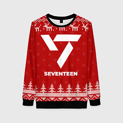 Свитшот женский Новогодний Seventeen с оленями, цвет: 3D-черный