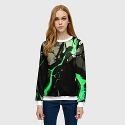 Свитшот женский Зелёный разлом в камне, цвет: 3D-белый — фото 2