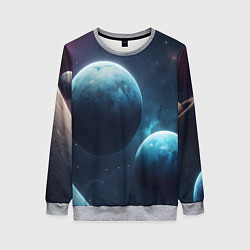 Свитшот женский Космос планеты, цвет: 3D-меланж