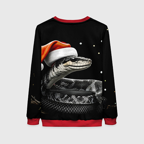 Женский свитшот Змейка в шапочке на темном / 3D-Красный – фото 2